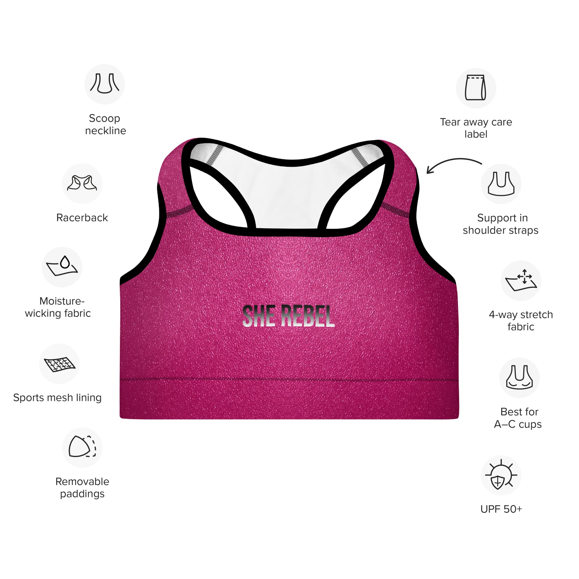 Shiny Barbie Hot Pink Sports Bra